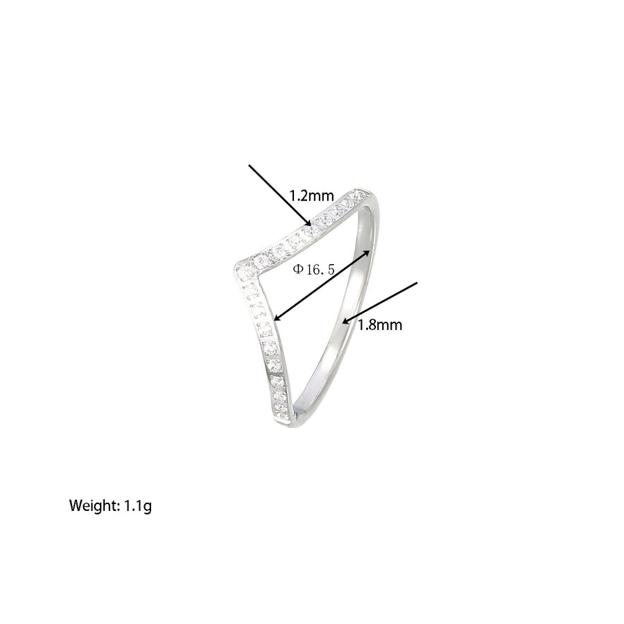 Zircon Wavy Band Ring [304 Stainless Steel]