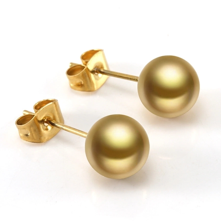 Round Artificial Pearls Zircon Earrings [304 Stainless Steel,18K Gold Plated]