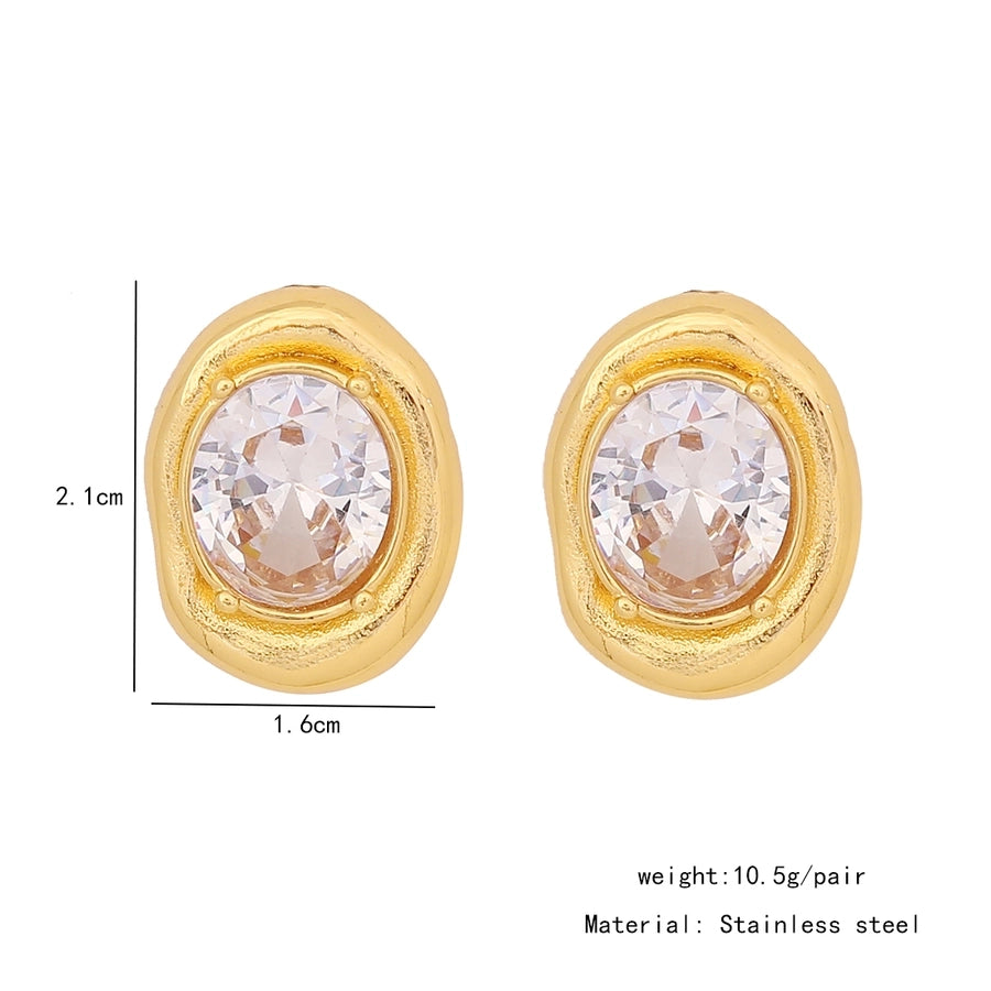 Smykker IG Style Pendler Geometrisk sommerfugl 304 Rustfrit stål Zircon 18K Goldbelagt indlæg øreringe halskæde