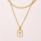 Letter RectanglePendant Necklace[304 Stainless Steel, 18K Gold Plated]