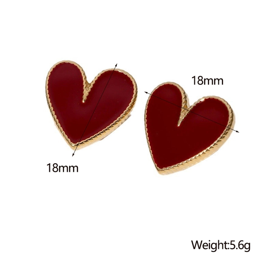 Heart Shape Plating  Stud Earrings [304 Stainless Steel,18K Gold Plated]