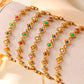 Enamel Colored Flower Bracelet/Anklet/Necklace [304 Stainless Steel, 18K Gold Plated]