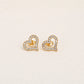 Heart Shape Rhinestone  Ear Studs [304 Stainless Steel,18K Gold Plated]