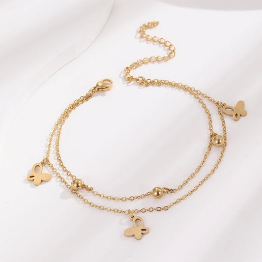 Butterfly Layed Anklet [304 roestvrij staal, 18K goud vergulde]