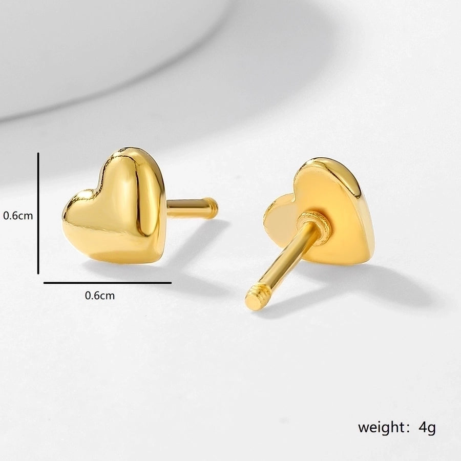 Small Colored Heart Stud Earrings [201 Stainless Steel, 18K Gold Plated]