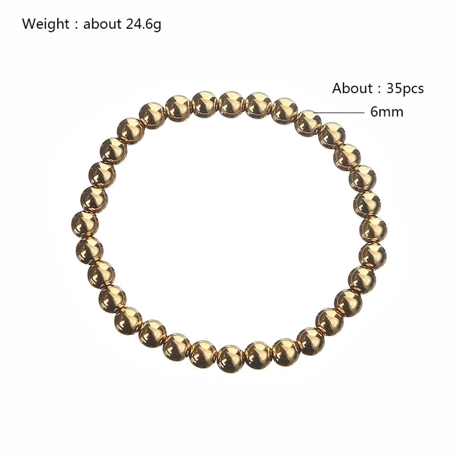 Elastic Beaded Bracelet [304 Stainless Steel, 18K Gold Plated]