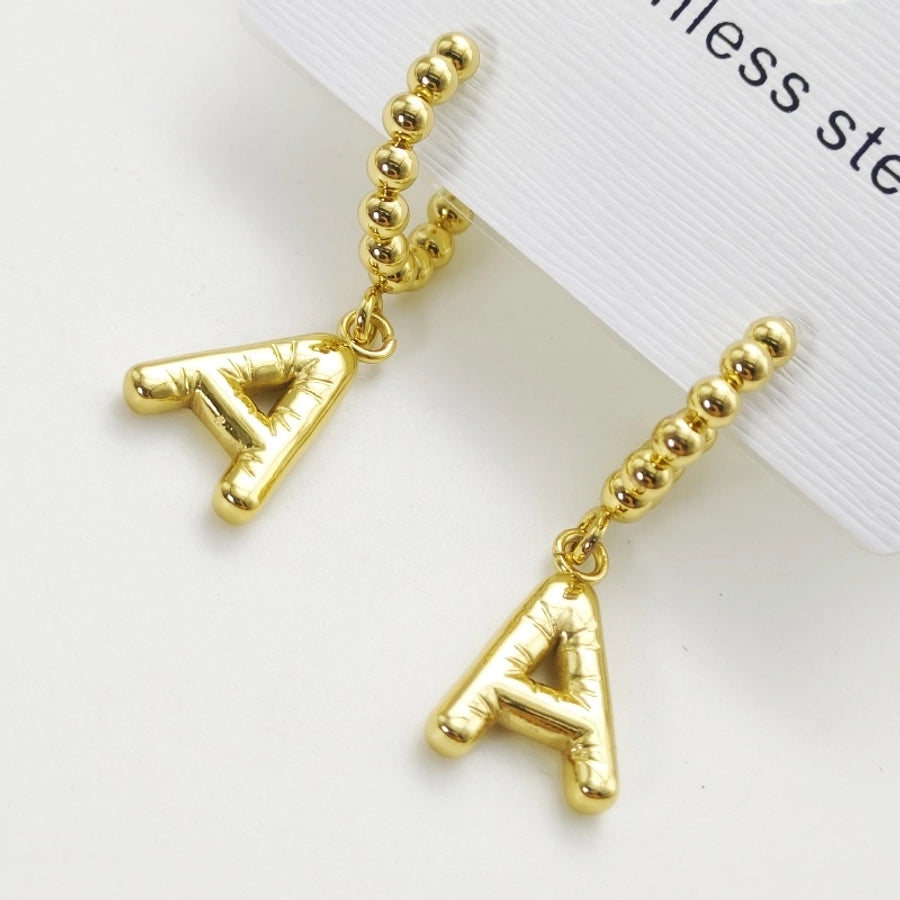 Letter Drop Earrings [304 Stainless Steel,18K Gold Plated]