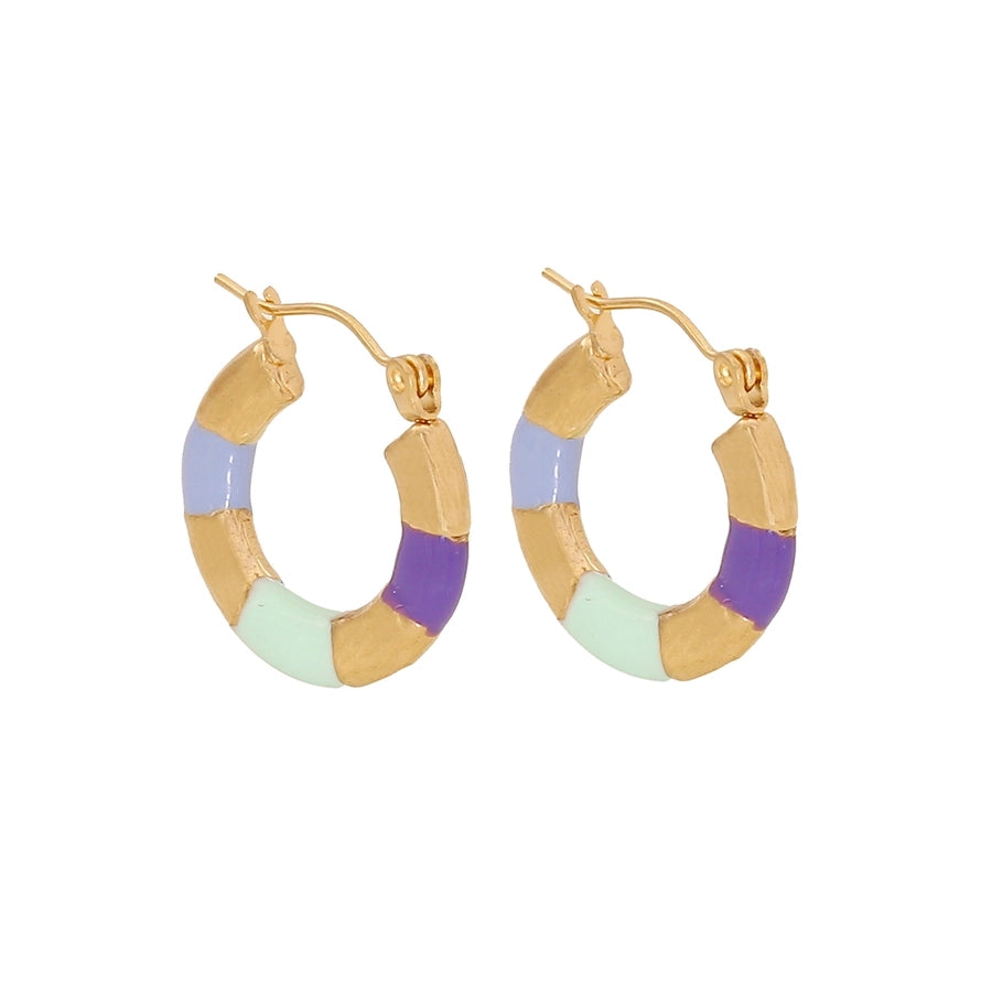 Enamel Hoop Earrings [304 Stainless Steel,18K Gold Plated]