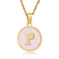 Round Letter Necklace [304 Stainless Steel,18K Gold Plated]