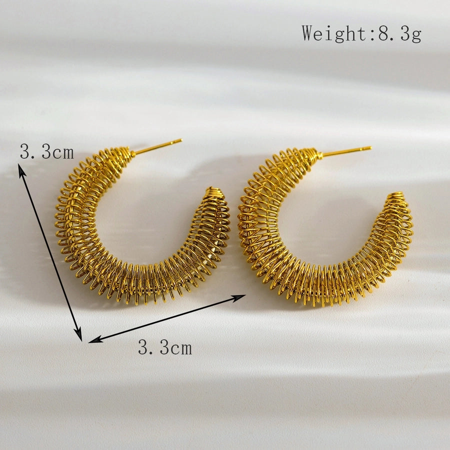 Moon Twist Earrings [304 Stainless Steel,18K Gold Plated]