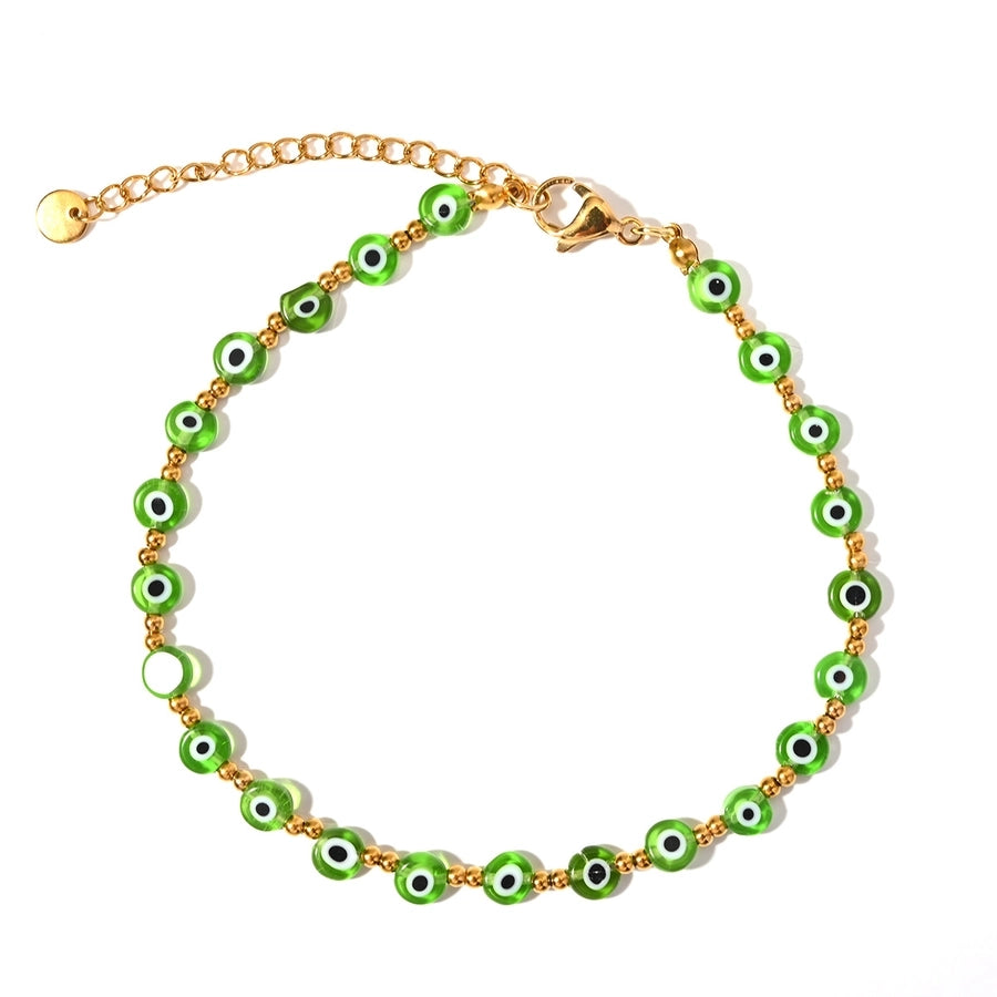 Casual Eye Resin Beaded Anklet [304 Stainless Steel]