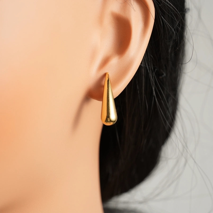 Water Droplets Earrings [304 Stainless Steel,18K Gold Plated]