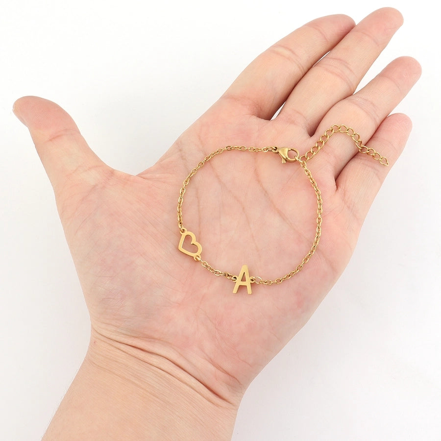 Letter Heart Shape Bracelets [201,304 Stainless Steel]