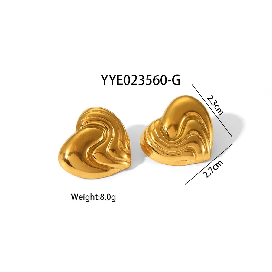 Heart Shape Plating Earrings [304 Stainless Steel,18K Gold Plated]