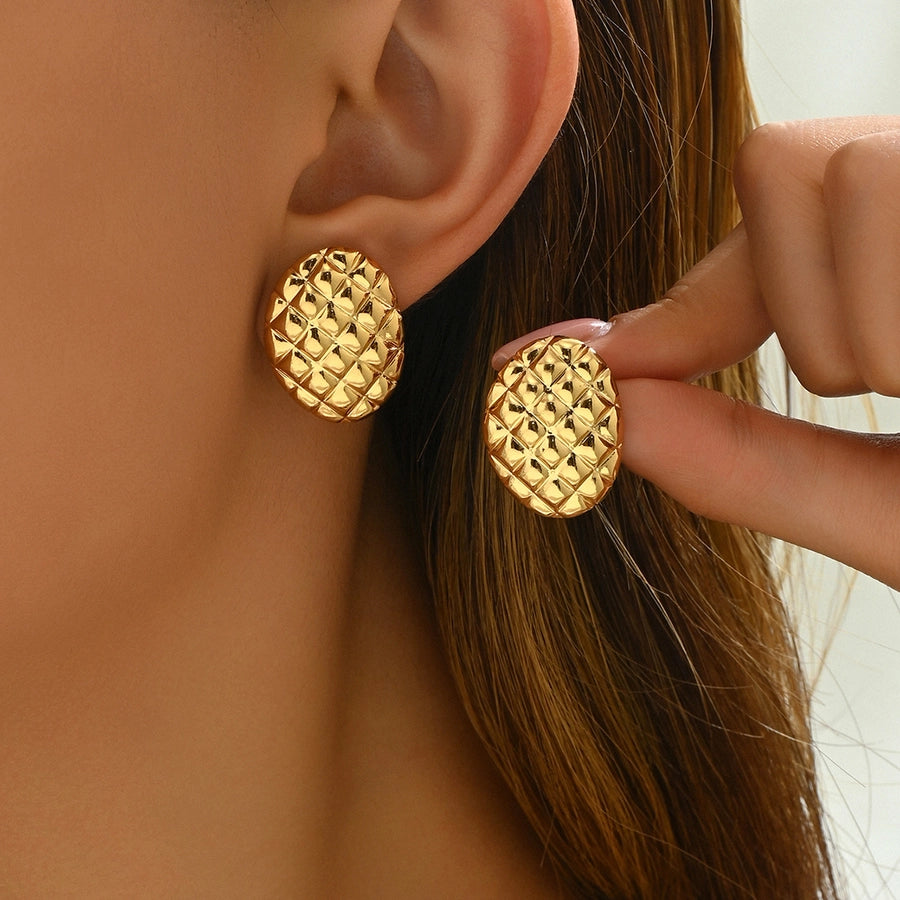 Retro Round Earrings [201 Stainless Steel, 18K Gold Plated]