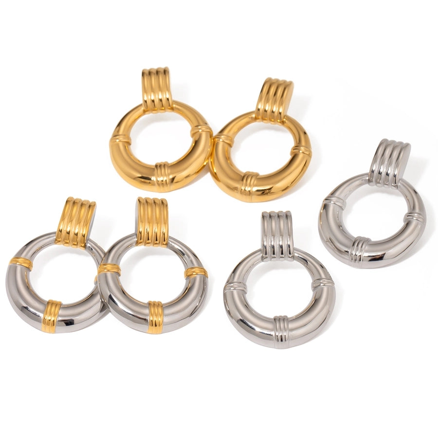 Mix Silver Gold Circle Earrings [304 Stainless Steel]