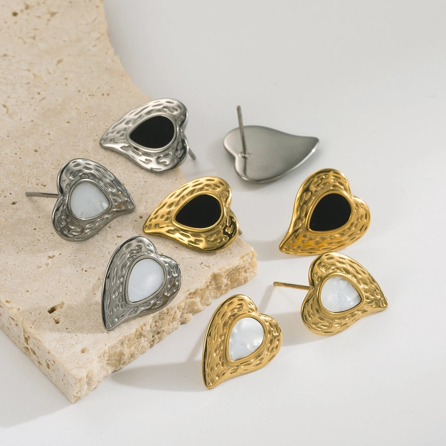 Heart Shell Earrings [304 Stainless Steel,18K Gold Plated]