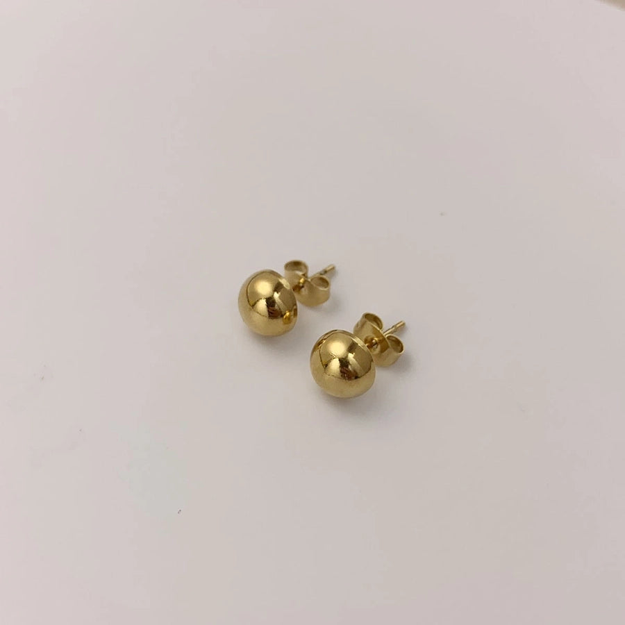 Ball Ear Studs [304 Stainless Steel,18K Gold Plated]