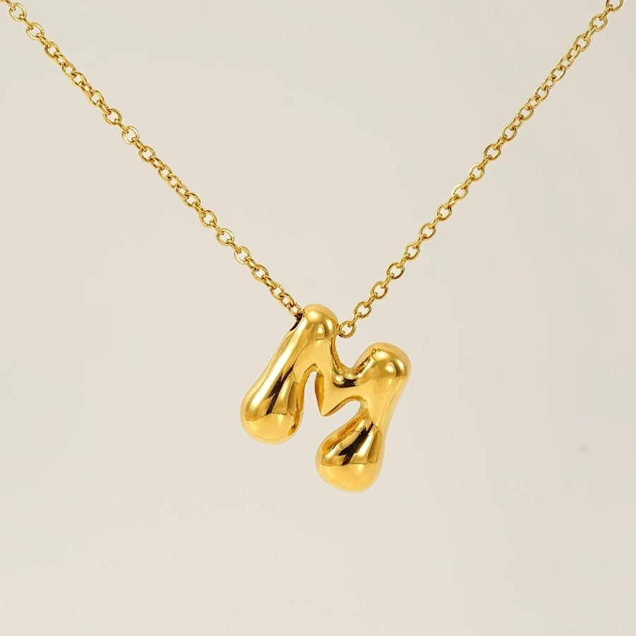 Letter Pendant Necklace [304 Stainless Steel,18K Gold Plated]