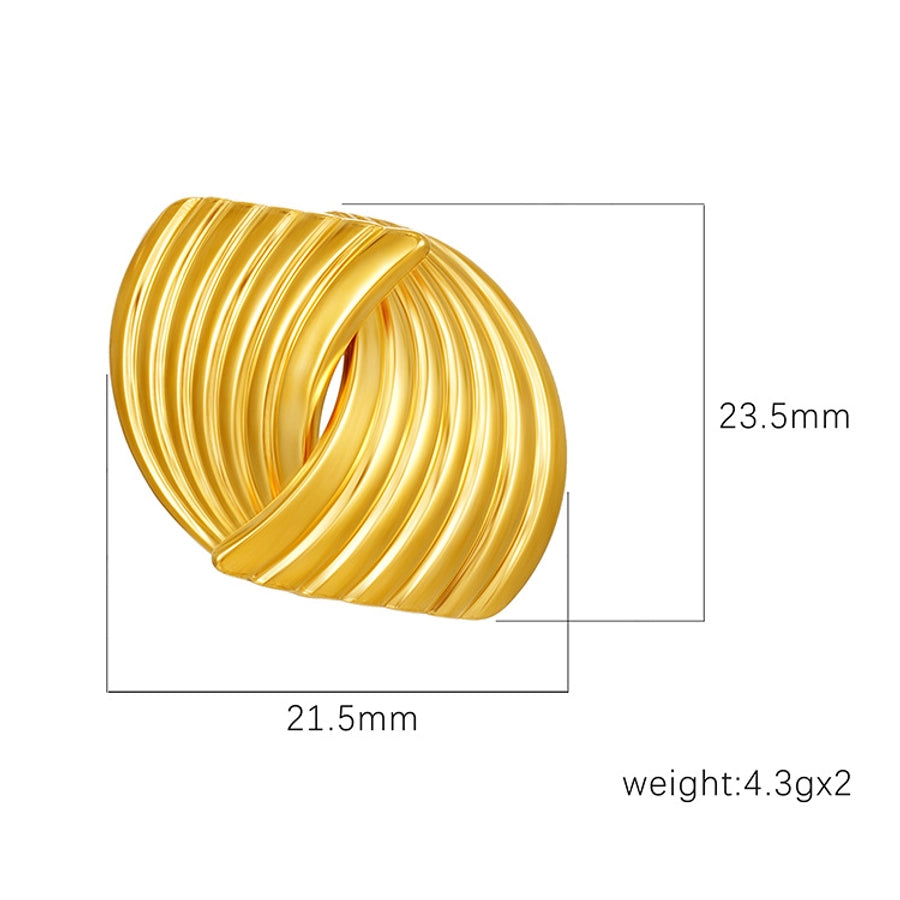 Pendientes de rayas geométricas [304 acero inoxidable, 18k dorado chapado]