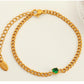 Glass Stone Curb Chain Bracelet [304 Stainless Steel,18K Gold Plated]