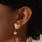 Heart Shape Artificial Pearls Earrings [201 Stainless Steel,18K Gold Plated]