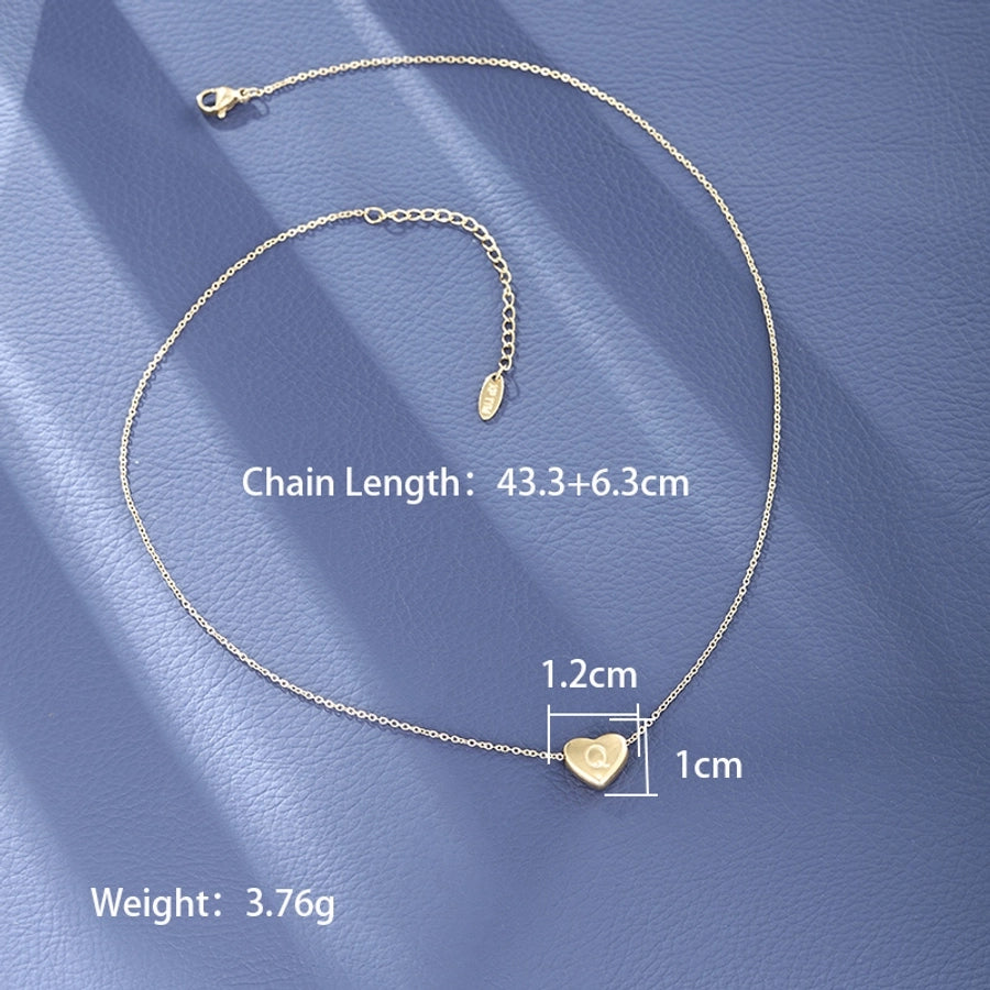 Collier de forme de coeur LETTER [304 en acier inoxydable, 18 km plaqués à l'or]