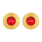 Red Gem Round Earrings [304 Stainless Steel,18K Gold Plated]