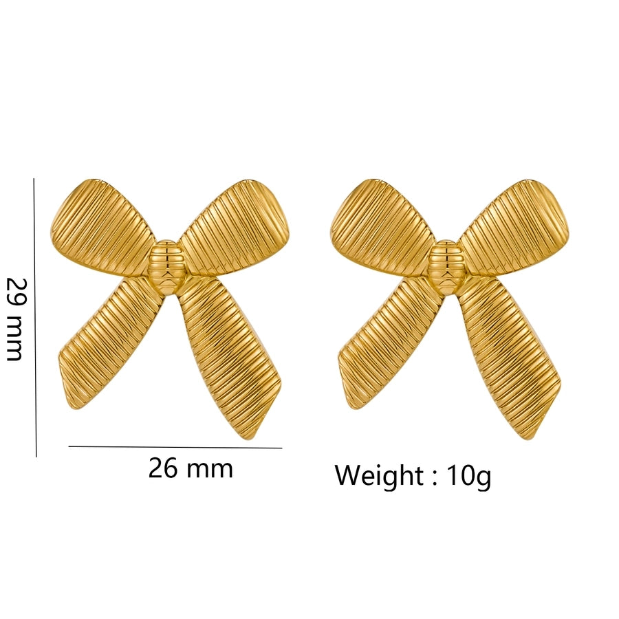 Mix Desgns Bow Knot Shell Earrings [316 Stainless Steel,18K Gold Plated]