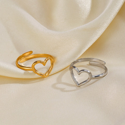 Heart Shape Open Ring [304 Stainless Steel 18K Gold Plated]