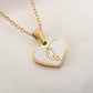 Letter Shell Heart Pendant Necklace [304 Stainless Steel,18K Gold Plated]