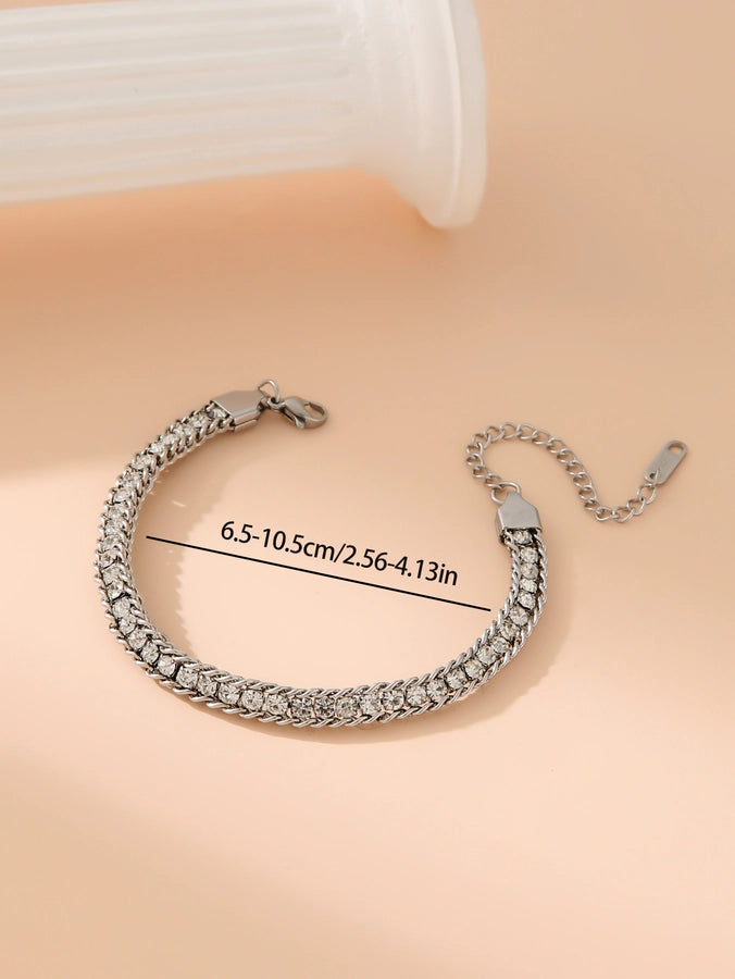 Glam Rhinestones Bracelet [304 Stainless Steel, 18K Gold Plated]