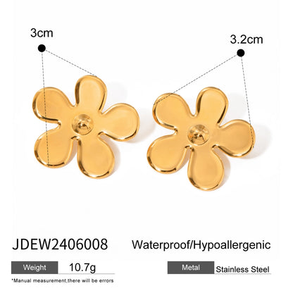 Flat Flower Earrings [304 Stainless Steel]