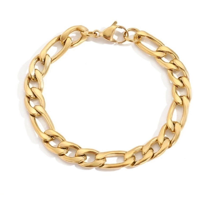 Pulseira de corrente Figaro [aço inoxidável, 14K Gold Plated]