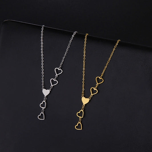 Drop Hearts Necklace [304 Stainless Steel]