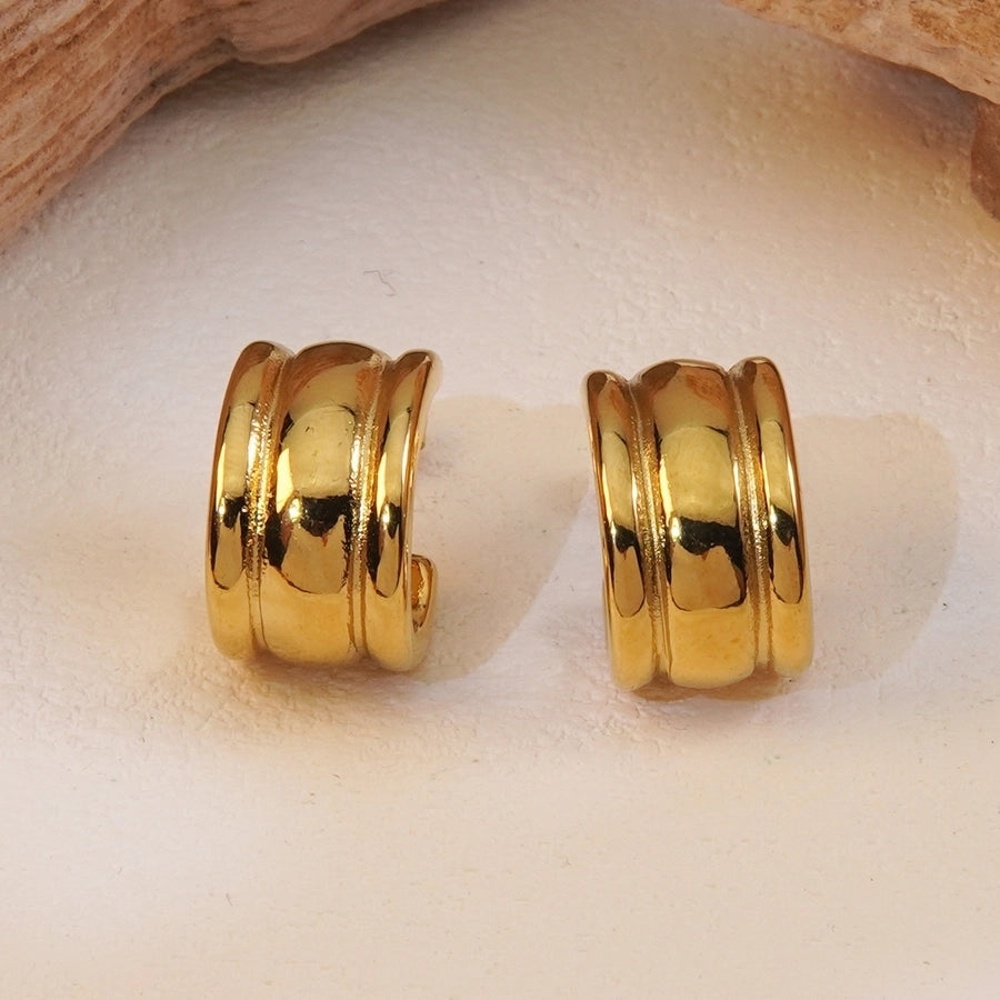 C Shape Plating Earrings [304 Stainless Steel,18K Gold Plated]