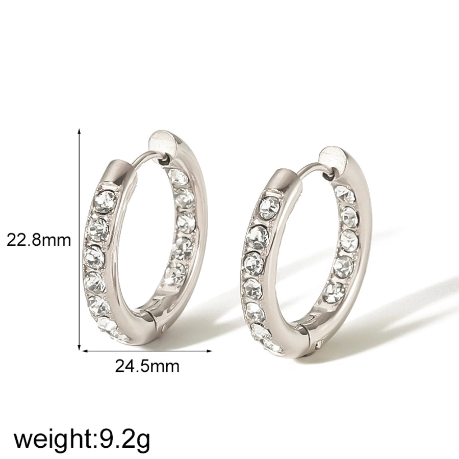 Colored Zircon Hoop Earrings [304 Stainless Steel,18K Gold Plated]