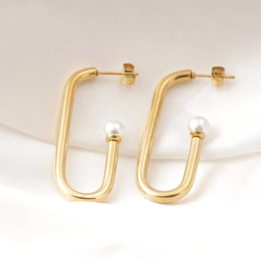 Streetwear U Shape Earrings [304 Stainless Steel 18K Gold Plated]