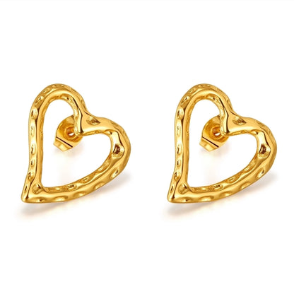 Hollow Heart Shape Earrings [304 Stainless Steel]