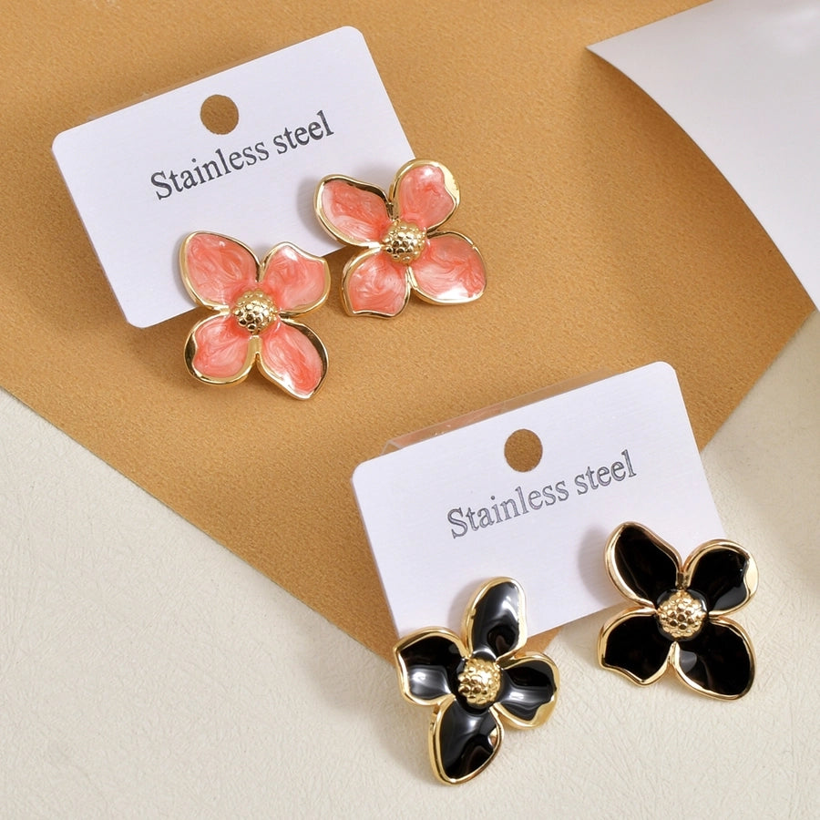 Colored Flower Earrings [304 Stainless Steel]