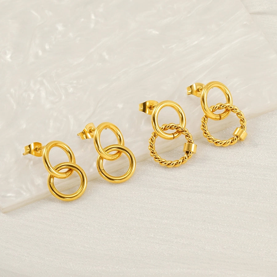 Mix Design Drop Earrings [304 Stainless Steel, 18K Gold Plated]