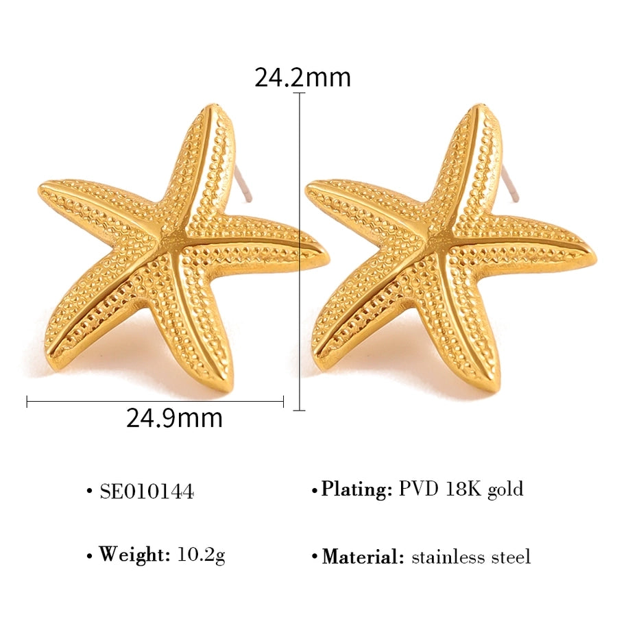 Starfish Earrings [304 Stainless Steel,18K Gold Plated]