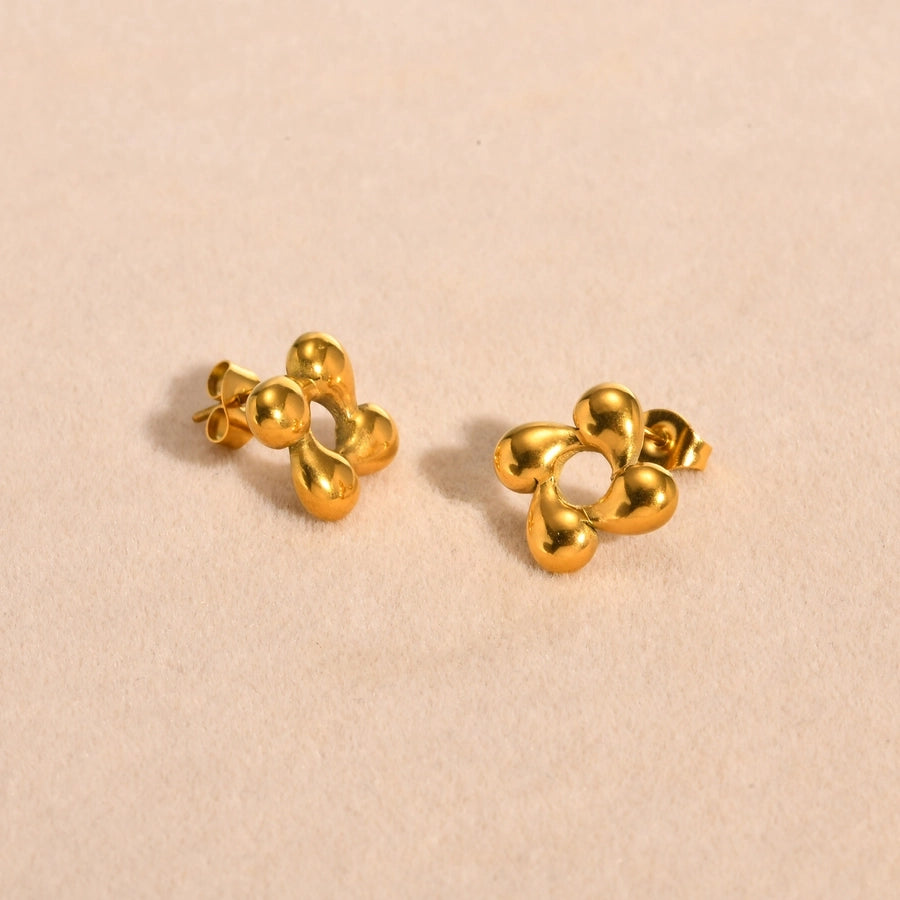 Small Flower Earrings [201 Stainless Steel,18K Gold Plated]