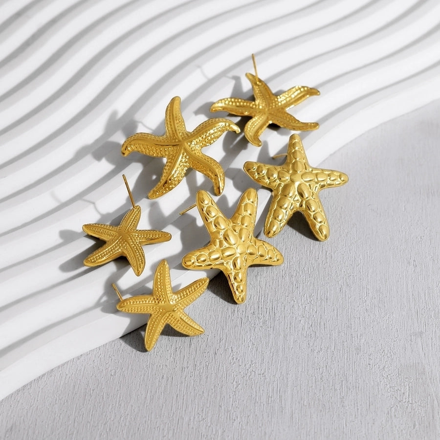 Starfish Earrings [304 Stainless Steel,18K Gold Plated]