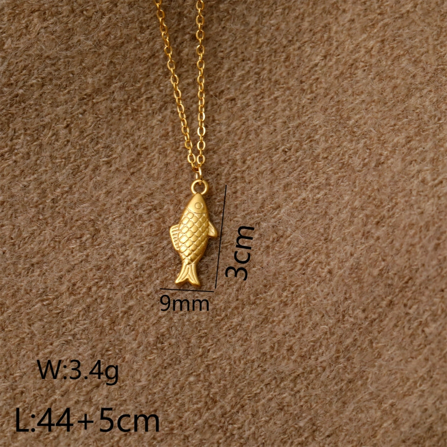 Fish Cable Chain Necklace [304 Stainless Steel Copper 18K Gold Plated]