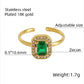 Shiny  Square Water Droplets Heart Shape Zircon Open Ring [Stainless Steel 18K Gold Plated]