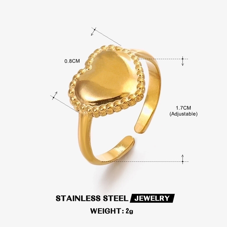 Heart Shape Open Ring [304 Stainless Steel 18K Gold Plated]