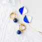 Blue Round Rhombus Epoxy Natural Stone Earrings [304 Stainless Steel,14K Gold Plated]