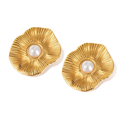 Leaf Plating Earrings [304 Stainless Steel,18K Gold Plated]