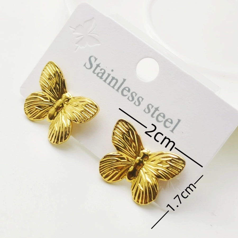 Butterfly Bow Knot Earrings [304 Stainless Steel,18K Gold Plated]